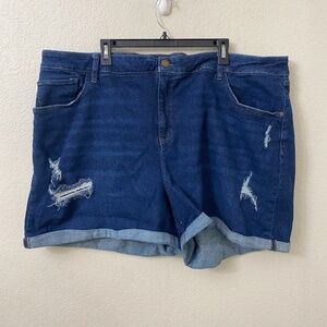 Ava & Viv Distressed Jean Shorts Plus Size 26W Denim Cuffed Summer
